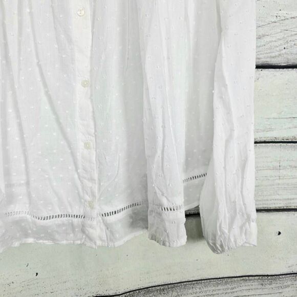 Old Navy XXL White Swiss Dot Button Front Blouse - Picture 3 of 7